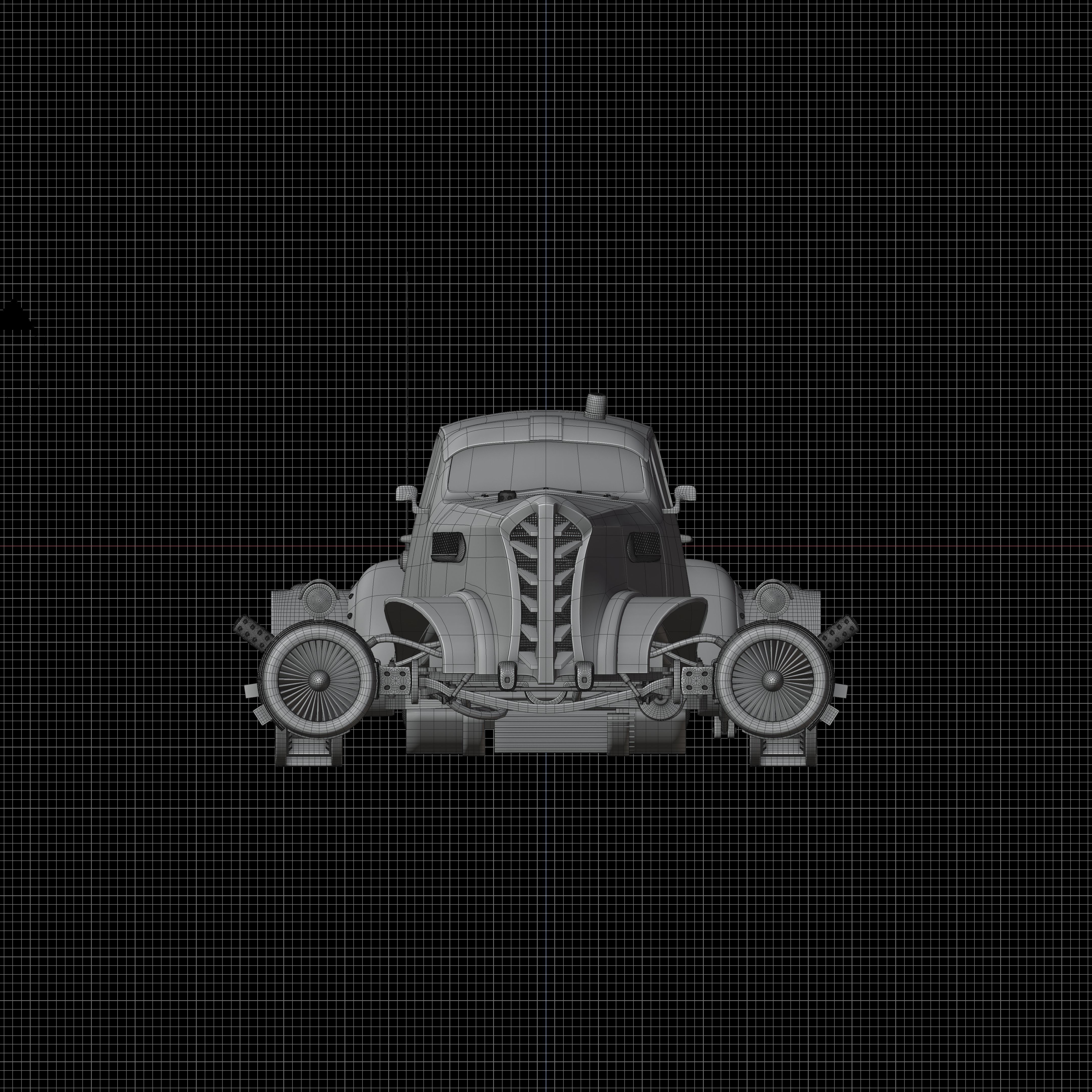 Retro futurustic car 3D model_10