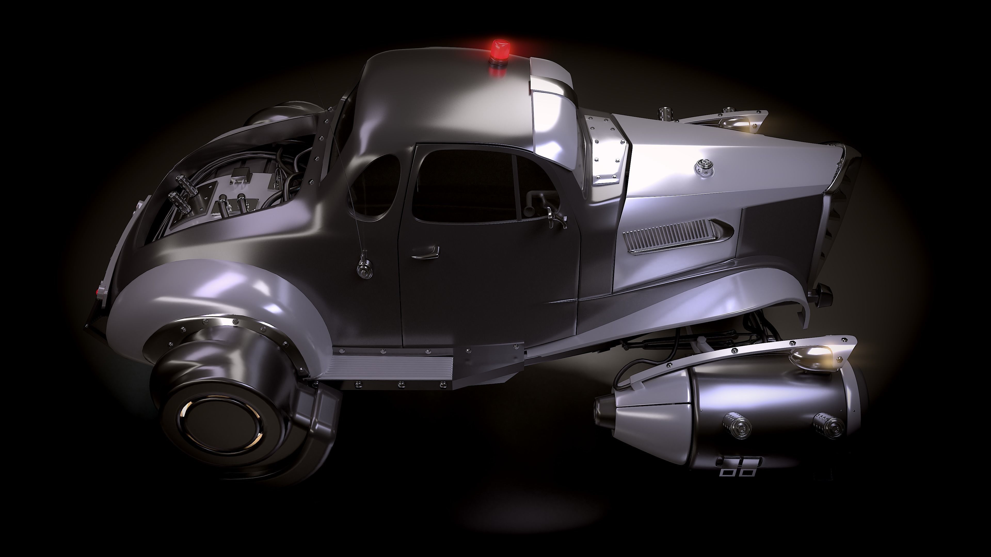 Retro futurustic car 3D model_5