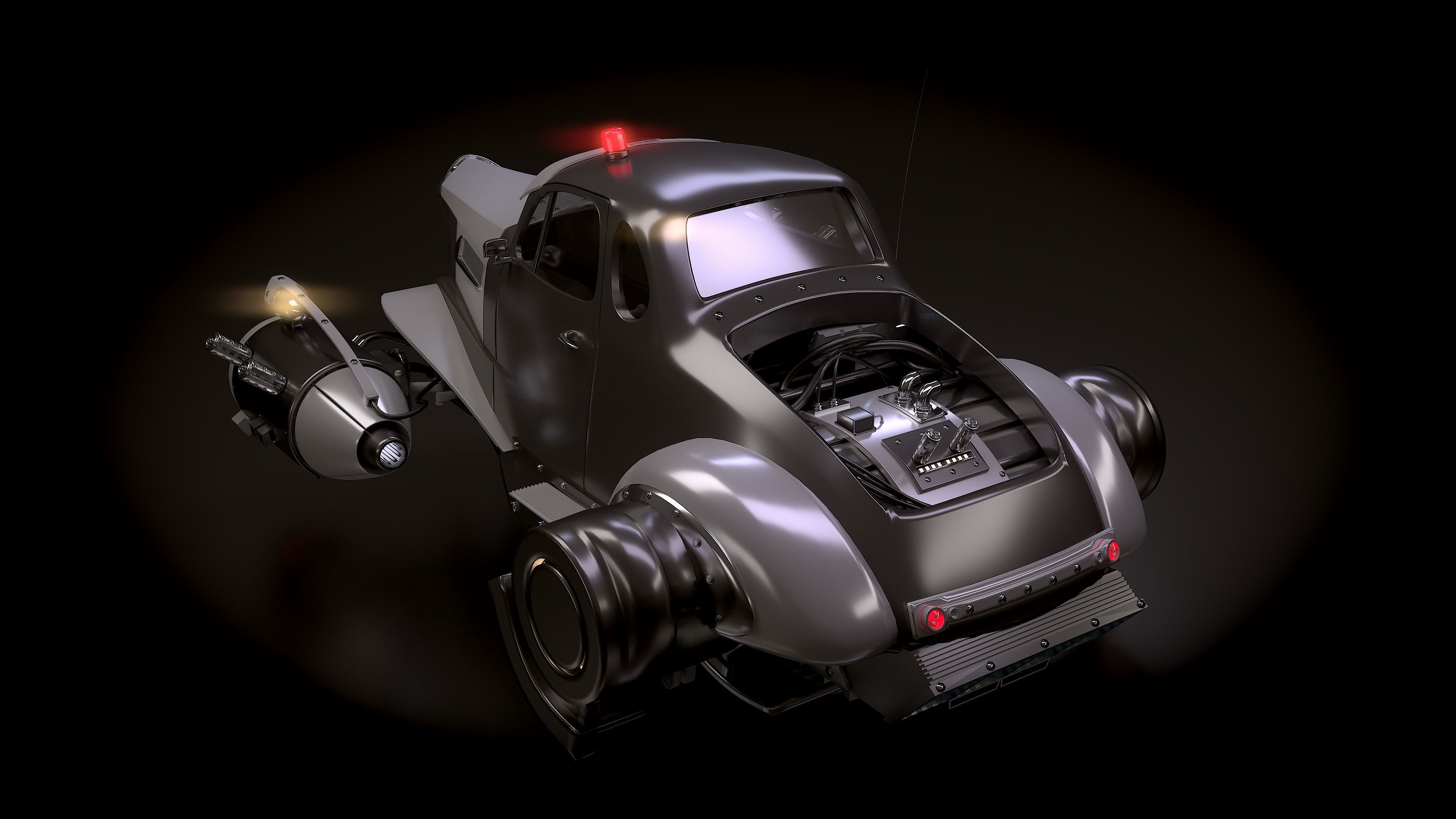 Retro futurustic car 3D model_2
