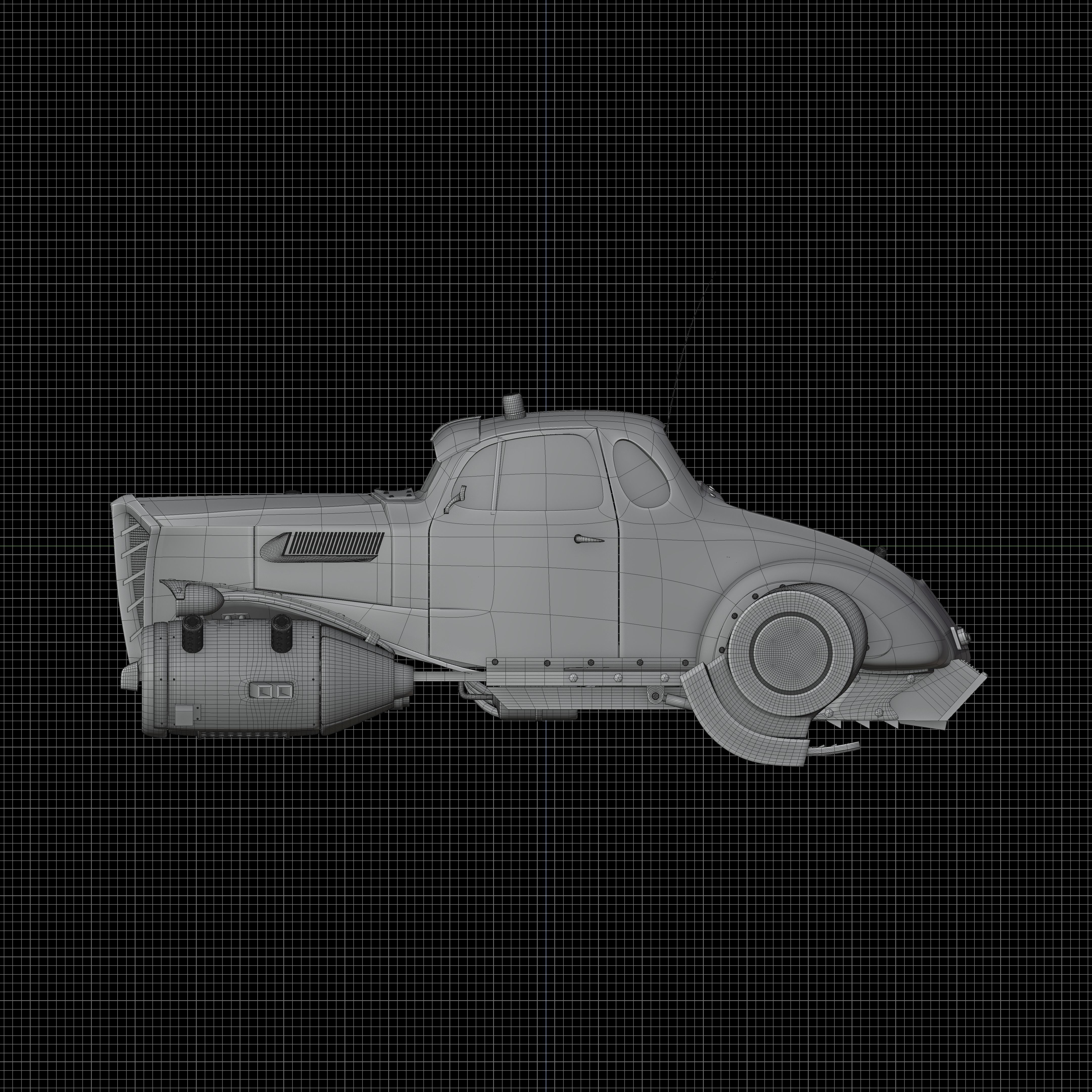 Retro futurustic car 3D model_11