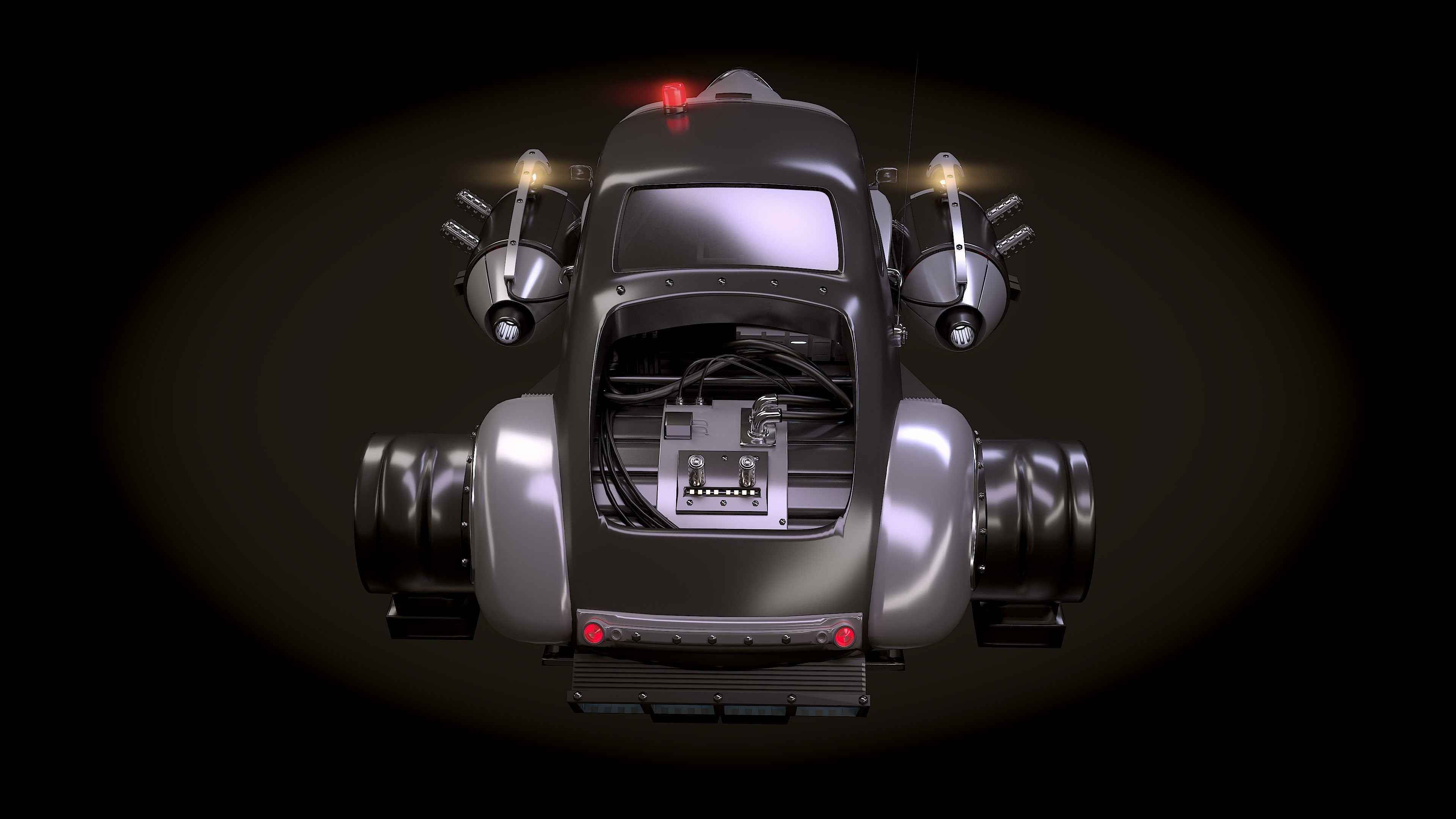 Retro futurustic car 3D model_6