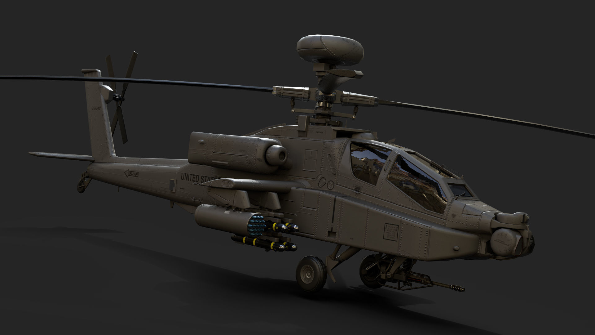 AH-64D Apache Low-poly 3D model_1