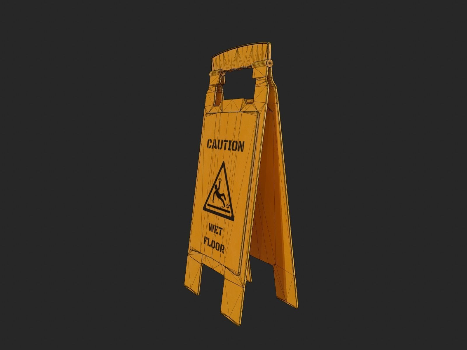 Wet Floor Sign for Game Ready Low-poly 3D model_12