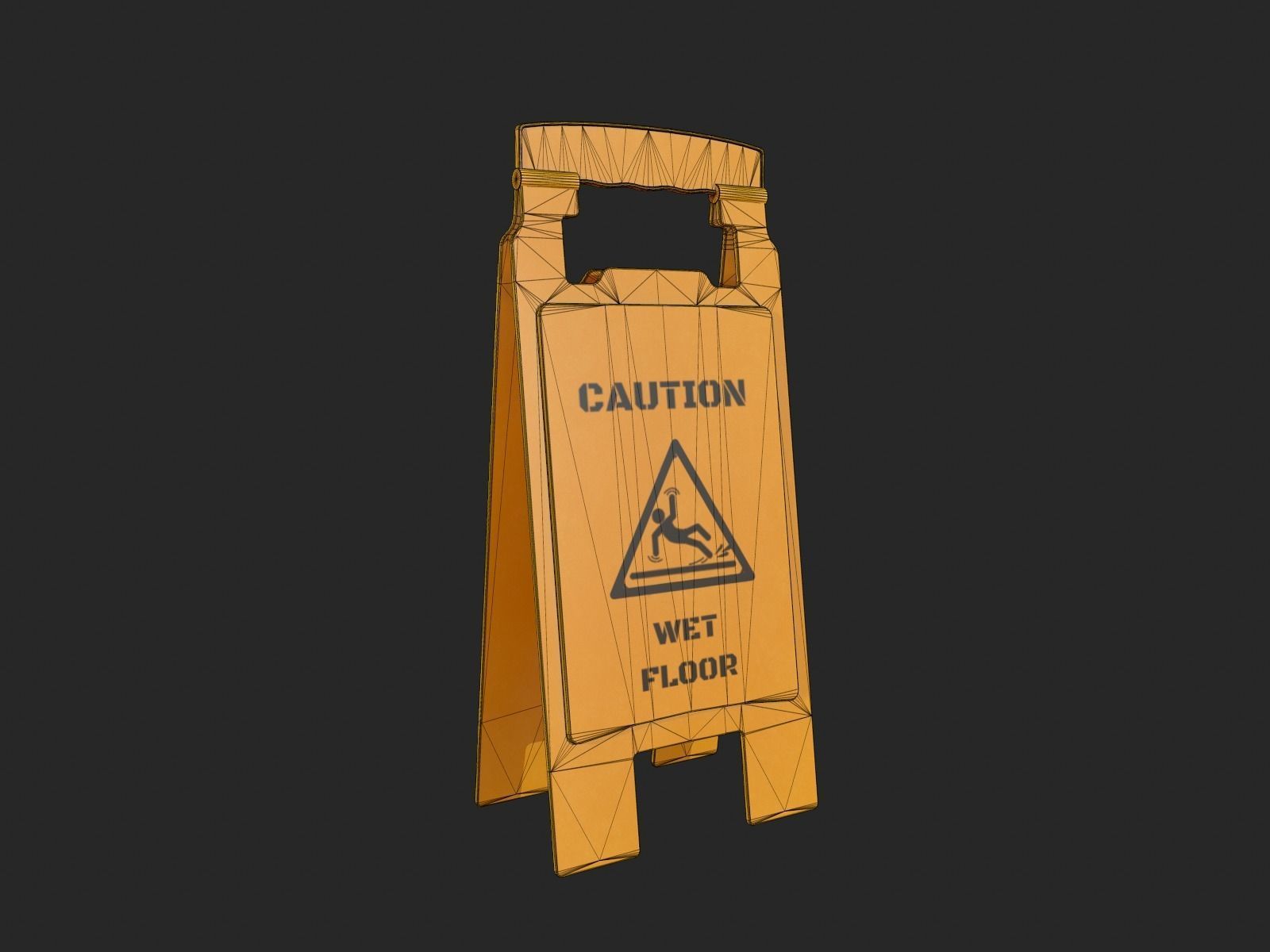 Wet Floor Sign for Game Ready Low-poly 3D model_8