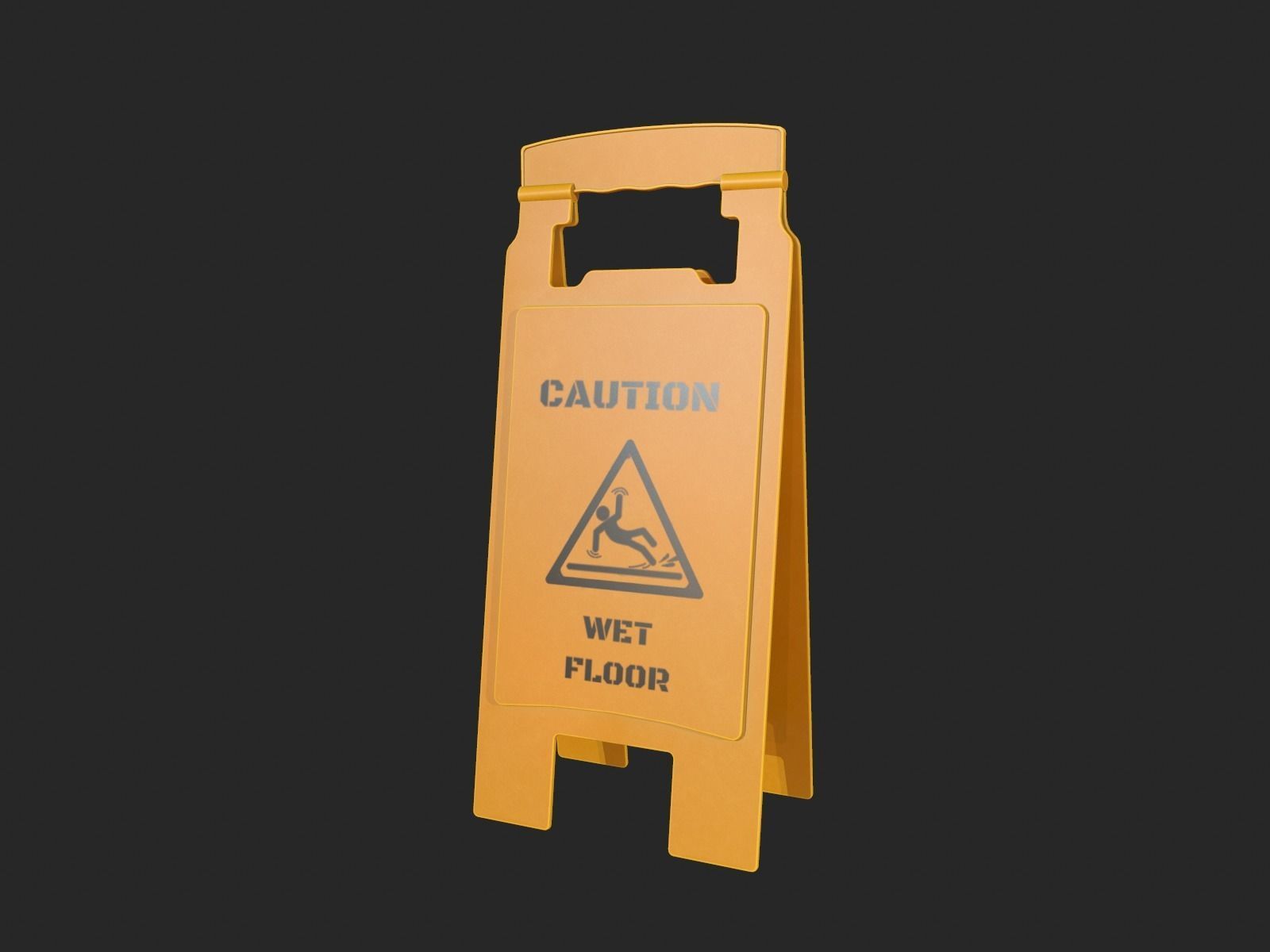 Wet Floor Sign for Game Ready Low-poly 3D model_5