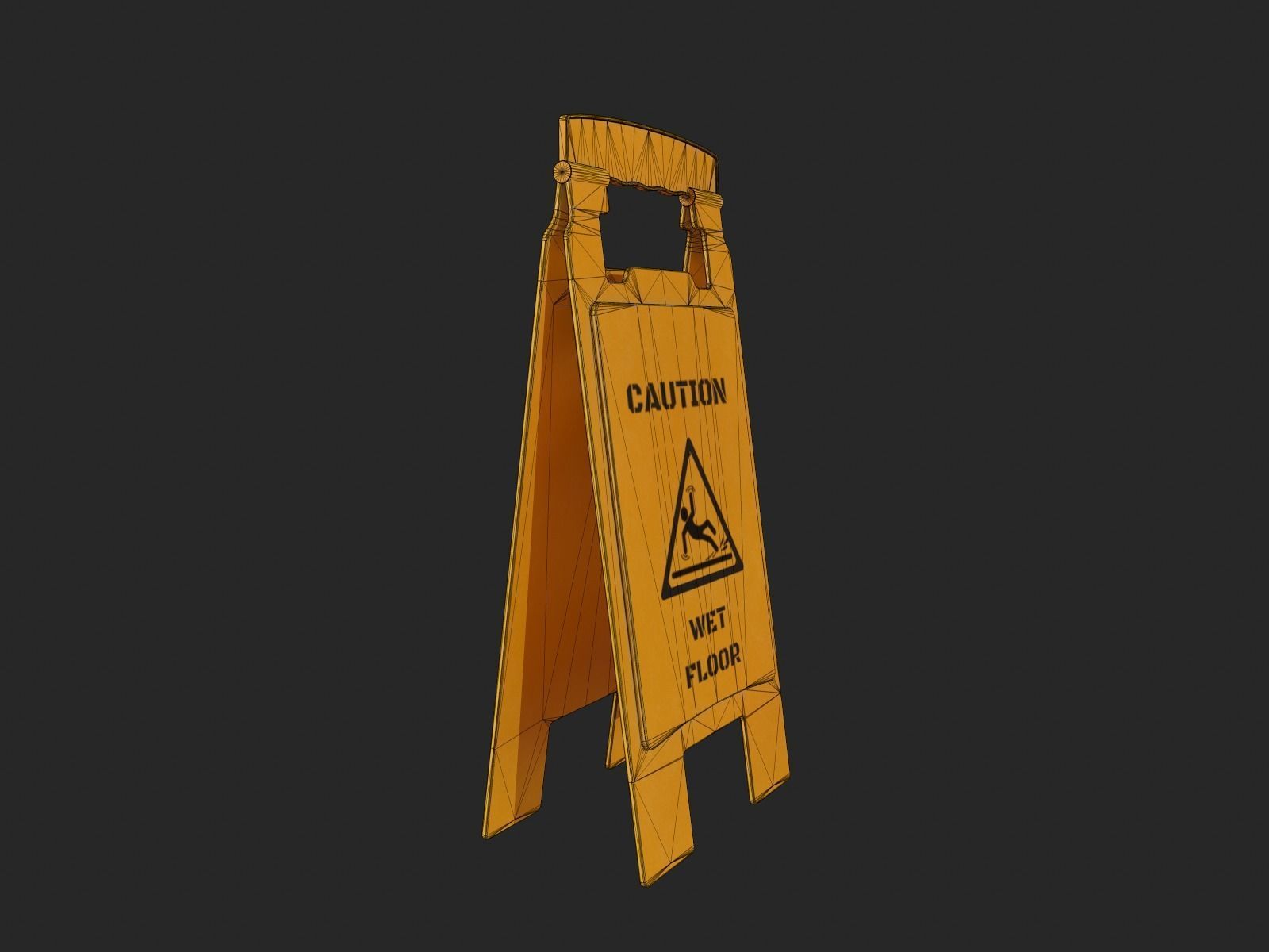 Wet Floor Sign for Game Ready Low-poly 3D model_11