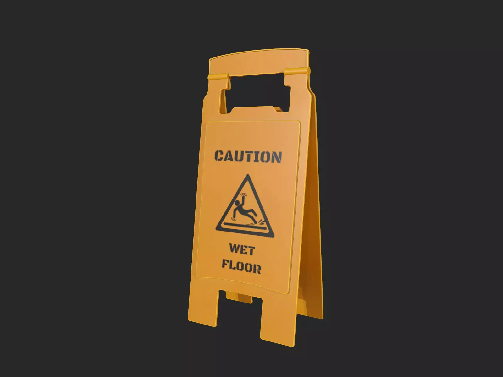 Wet Floor Sign for Game Ready Low-poly 3D model_0
