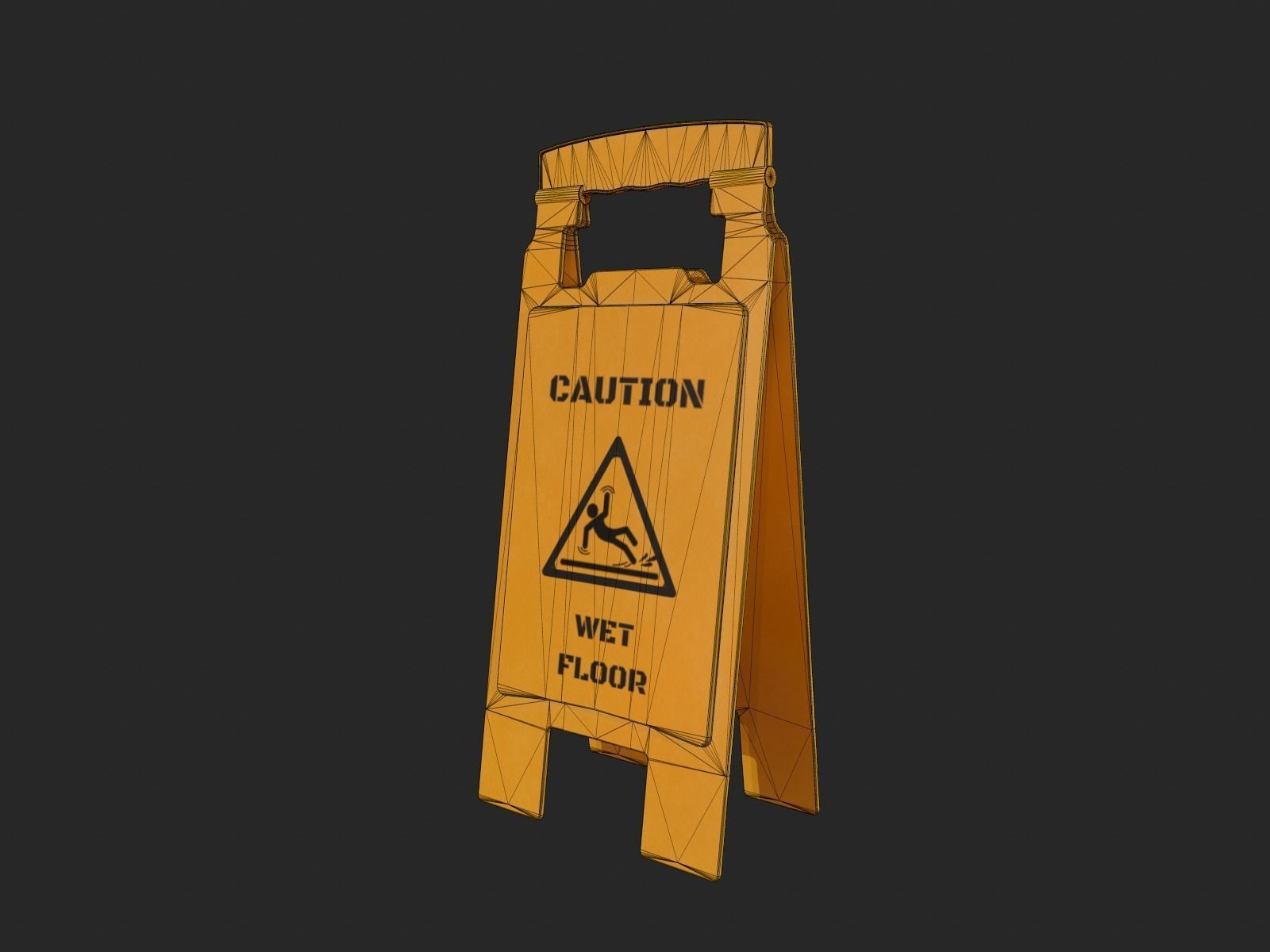 Wet Floor Sign for Game Ready Low-poly 3D model_9
