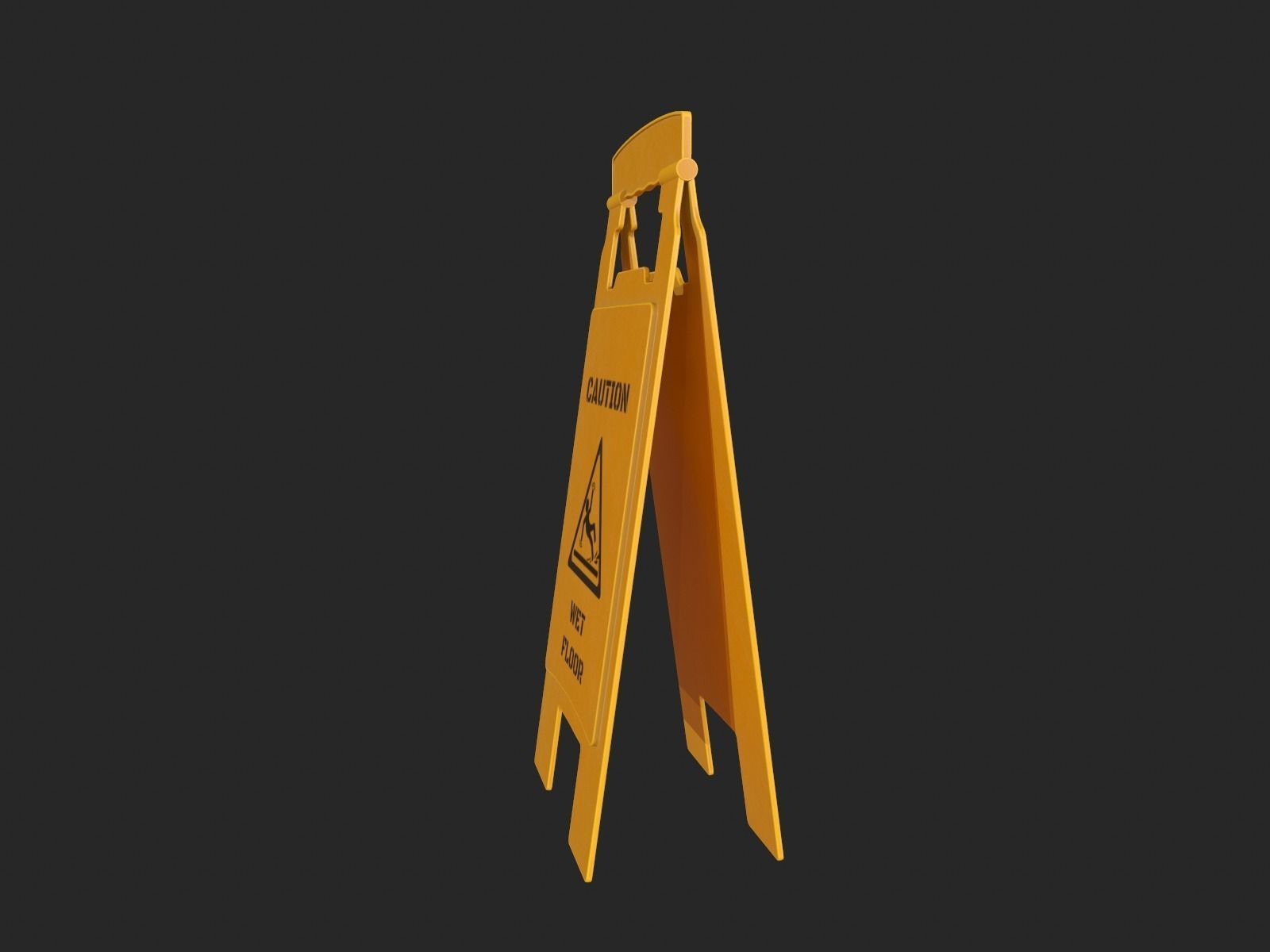 Wet Floor Sign for Game Ready Low-poly 3D model_6