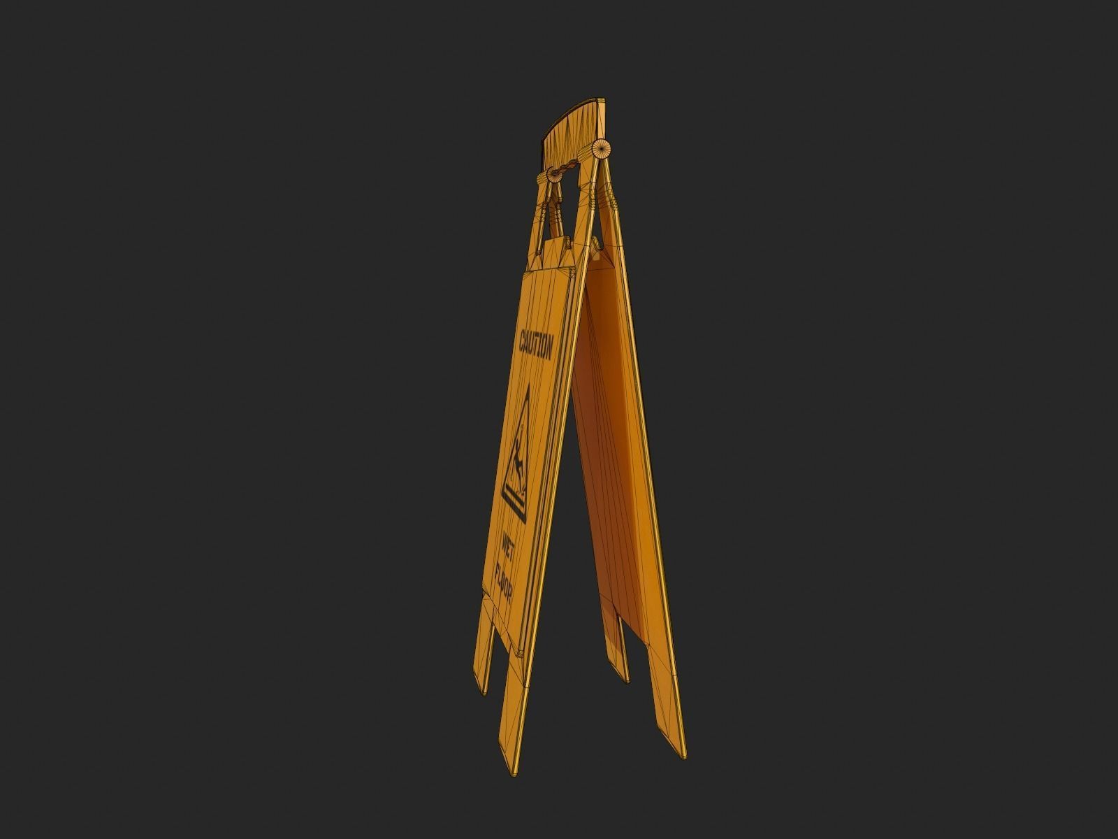 Wet Floor Sign for Game Ready Low-poly 3D model_10
