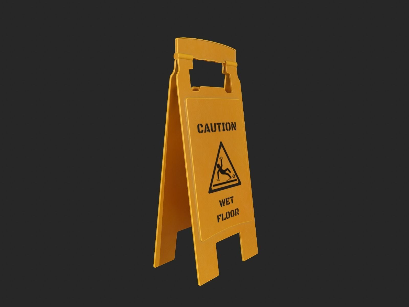 Wet Floor Sign for Game Ready Low-poly 3D model_3