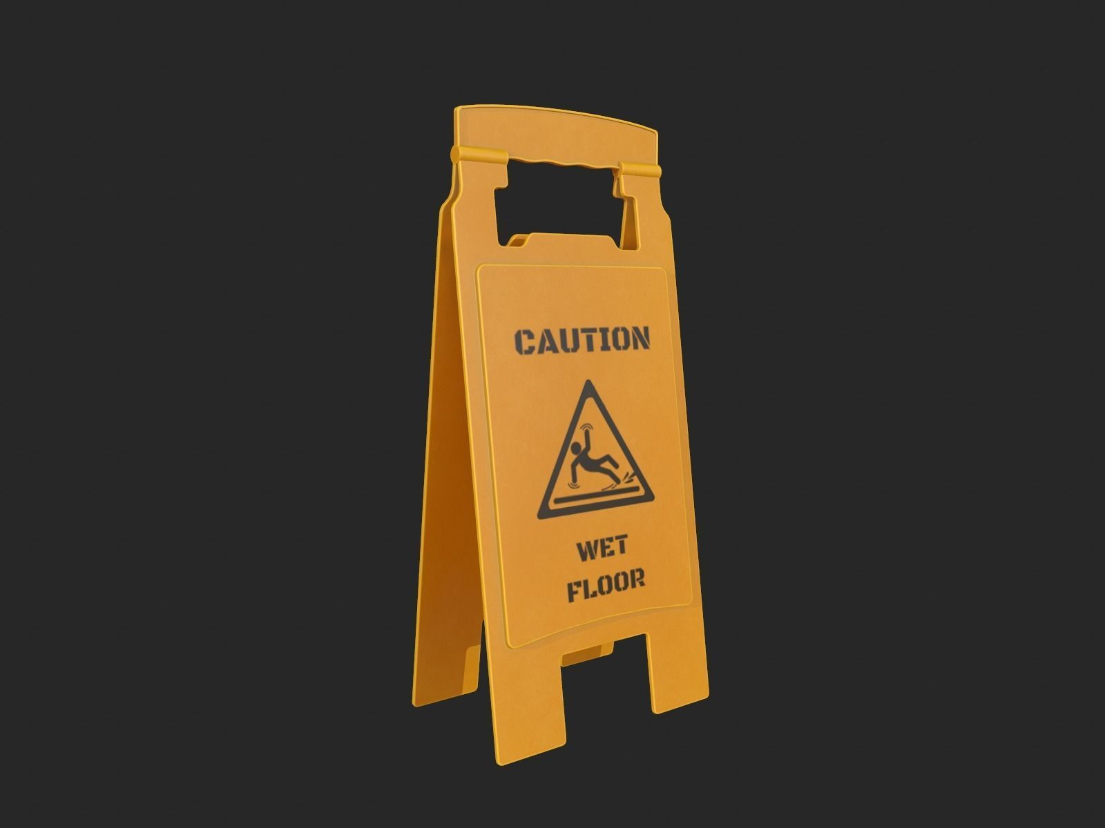 Wet Floor Sign for Game Ready Low-poly 3D model_7