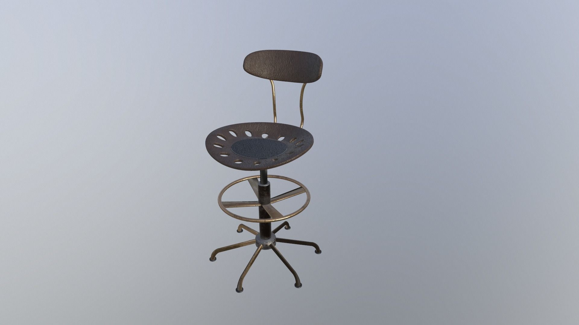 Industrial Architectural Stool Free 3D model_3