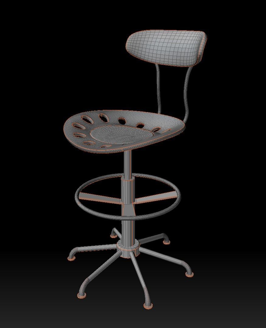 Industrial Architectural Stool Free 3D model_4