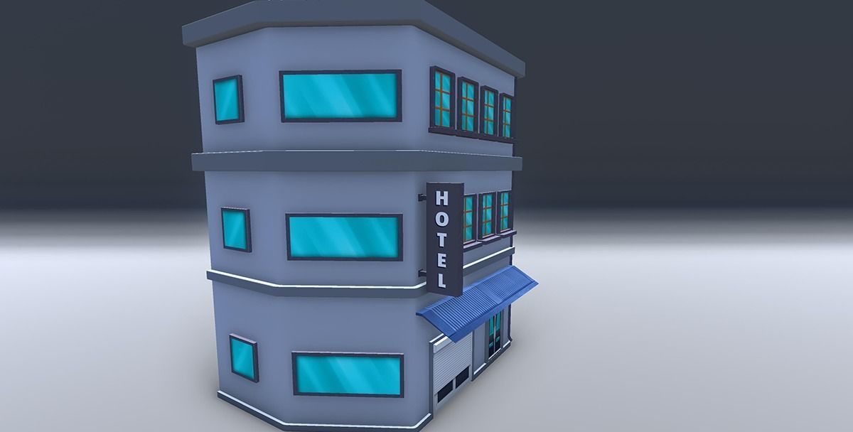 Red bricks buildings pack Low-poly 3D model_20