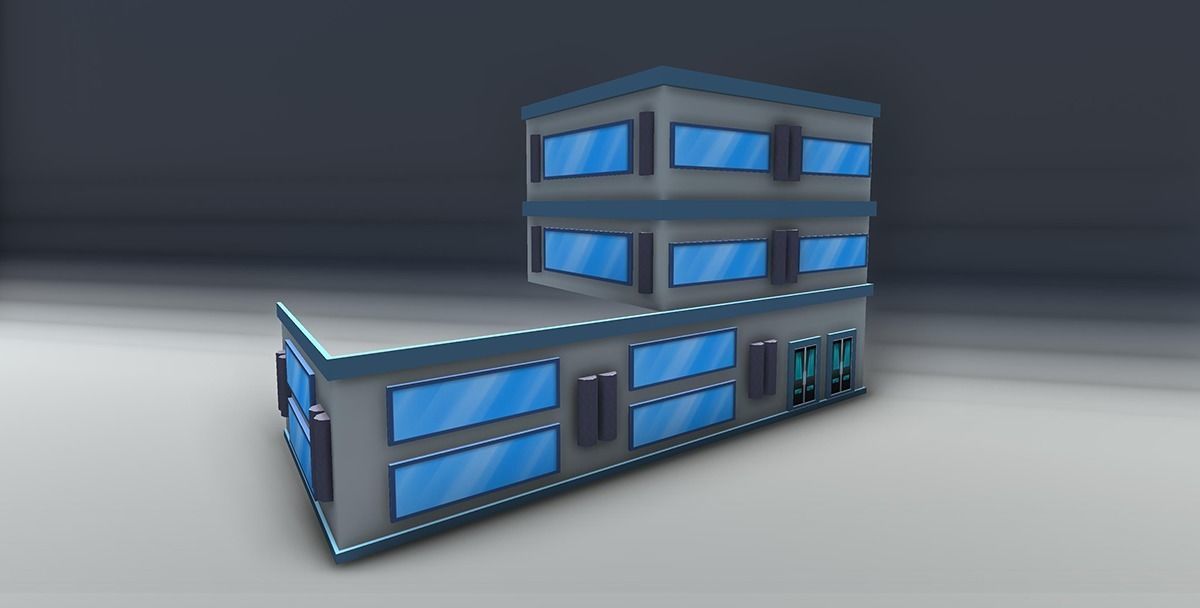 Red bricks buildings pack Low-poly 3D model_7