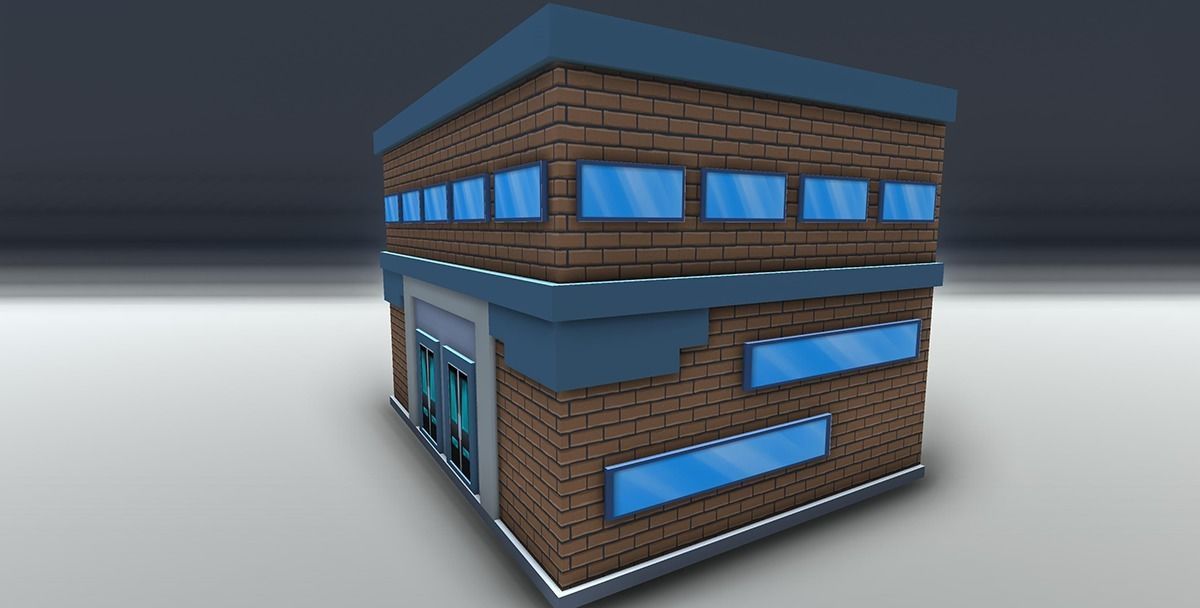 Red bricks buildings pack Low-poly 3D model_23