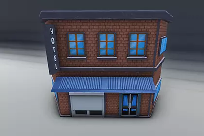 Red bricks buildings pack Low-poly 3D model_0