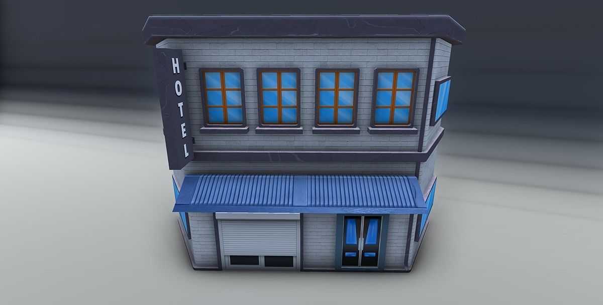 Red bricks buildings pack Low-poly 3D model_12