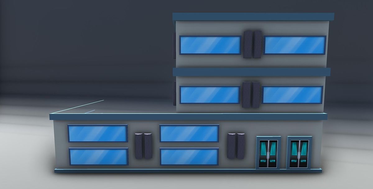 Red bricks buildings pack Low-poly 3D model_8