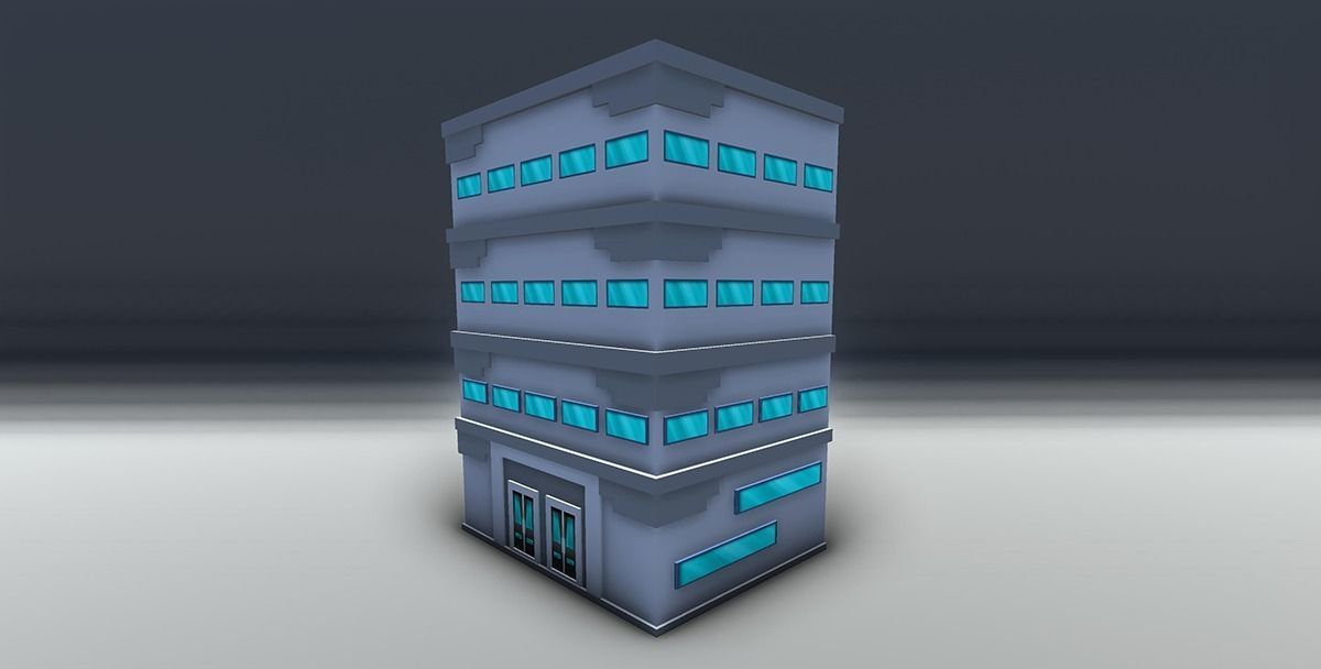 Red bricks buildings pack Low-poly 3D model_6