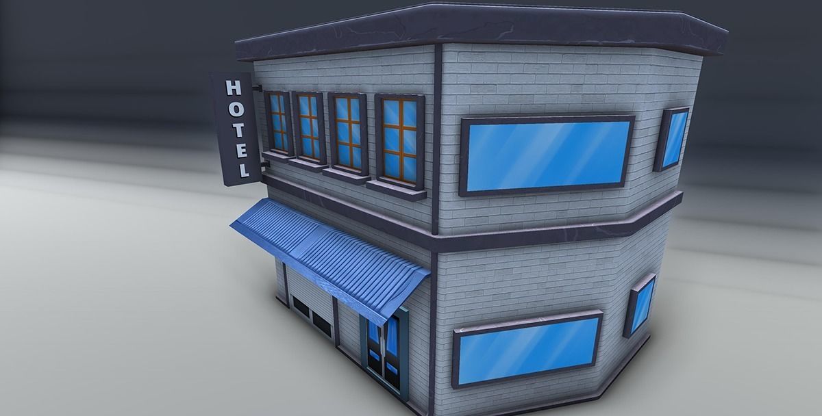 Red bricks buildings pack Low-poly 3D model_11