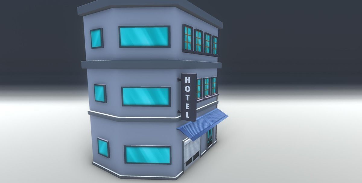 Red bricks buildings pack Low-poly 3D model_21