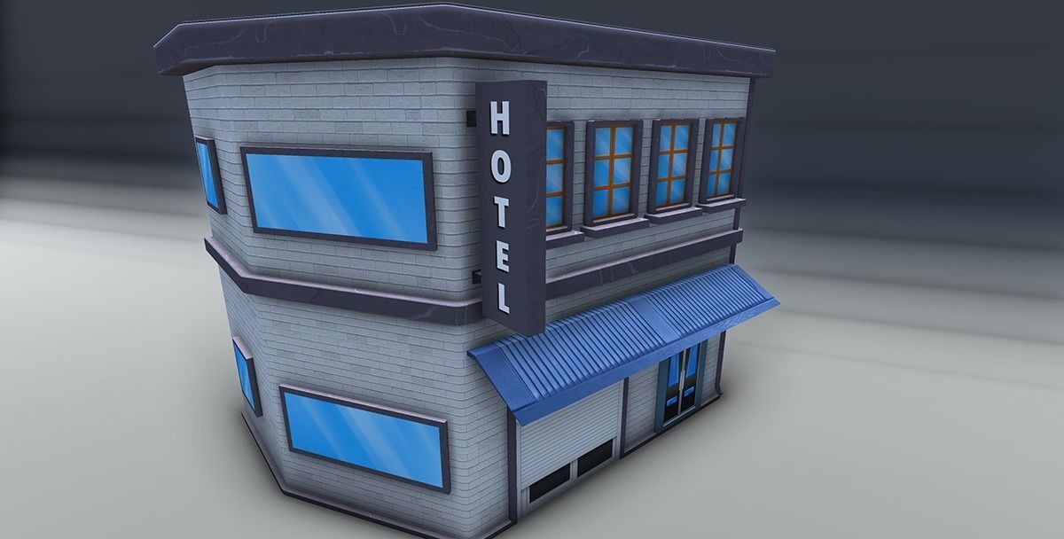 Red bricks buildings pack Low-poly 3D model_10