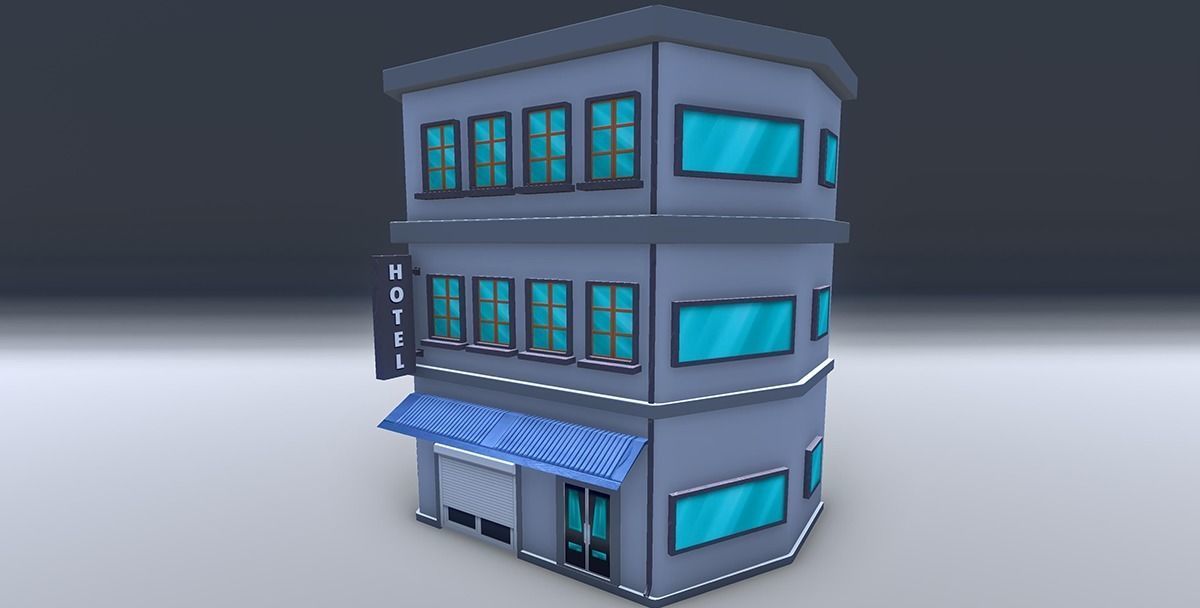 Red bricks buildings pack Low-poly 3D model_18
