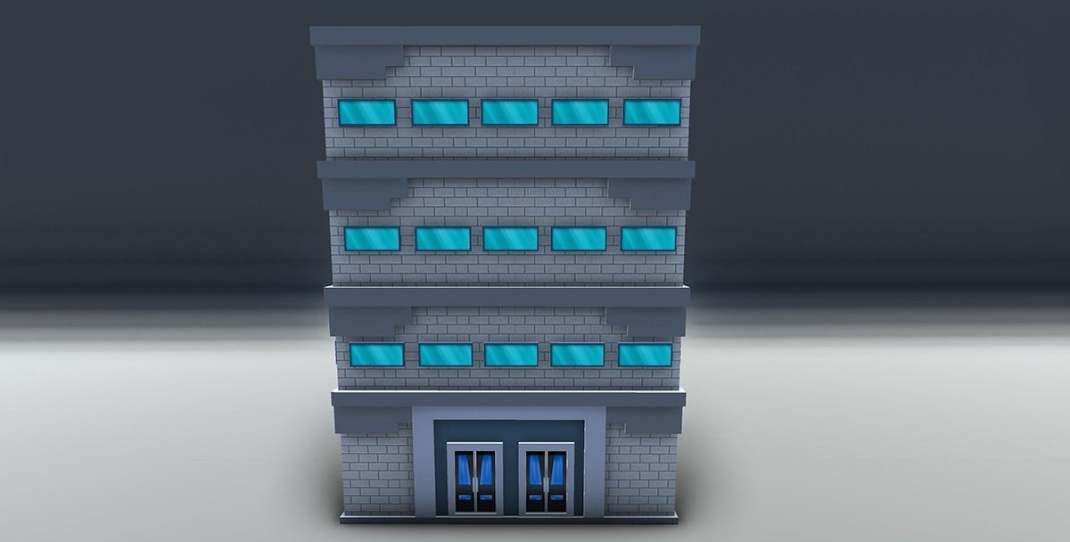 Red bricks buildings pack Low-poly 3D model_4