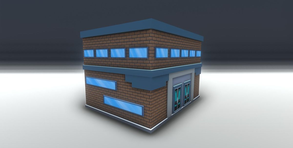 Red bricks buildings pack Low-poly 3D model_22
