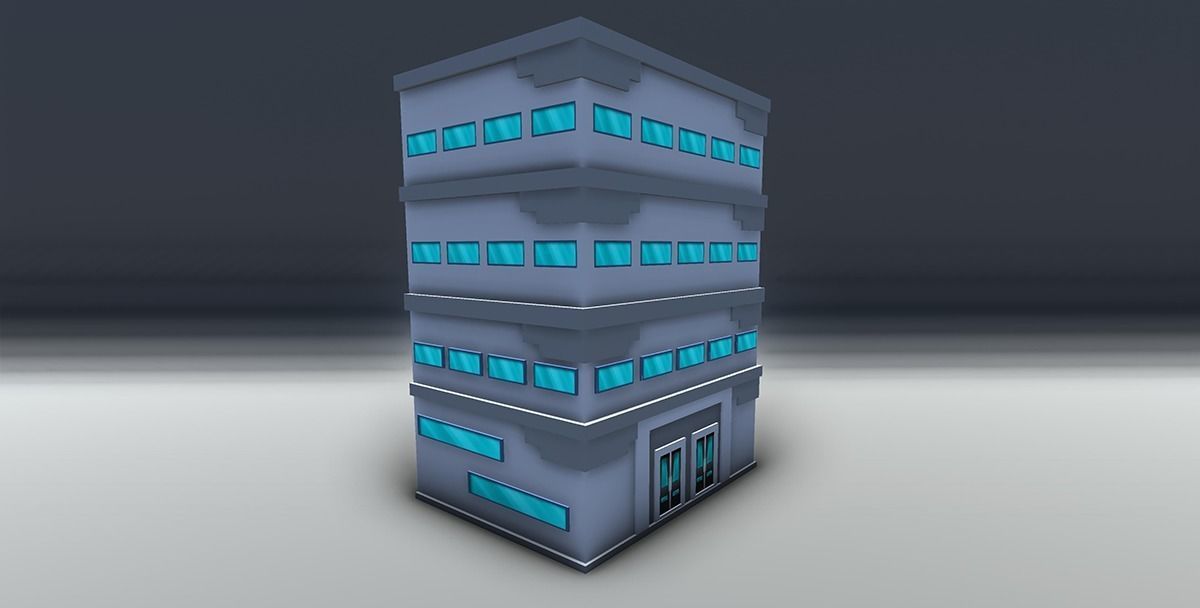 Red bricks buildings pack Low-poly 3D model_5