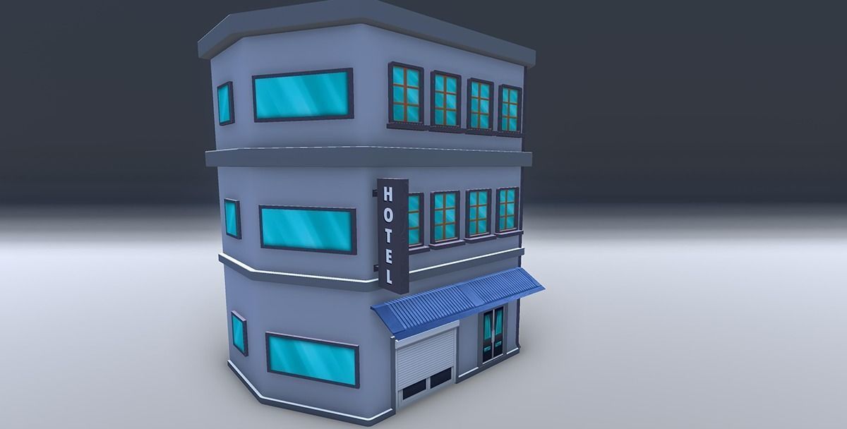 Red bricks buildings pack Low-poly 3D model_3