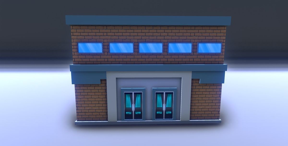 Red bricks buildings pack Low-poly 3D model_24