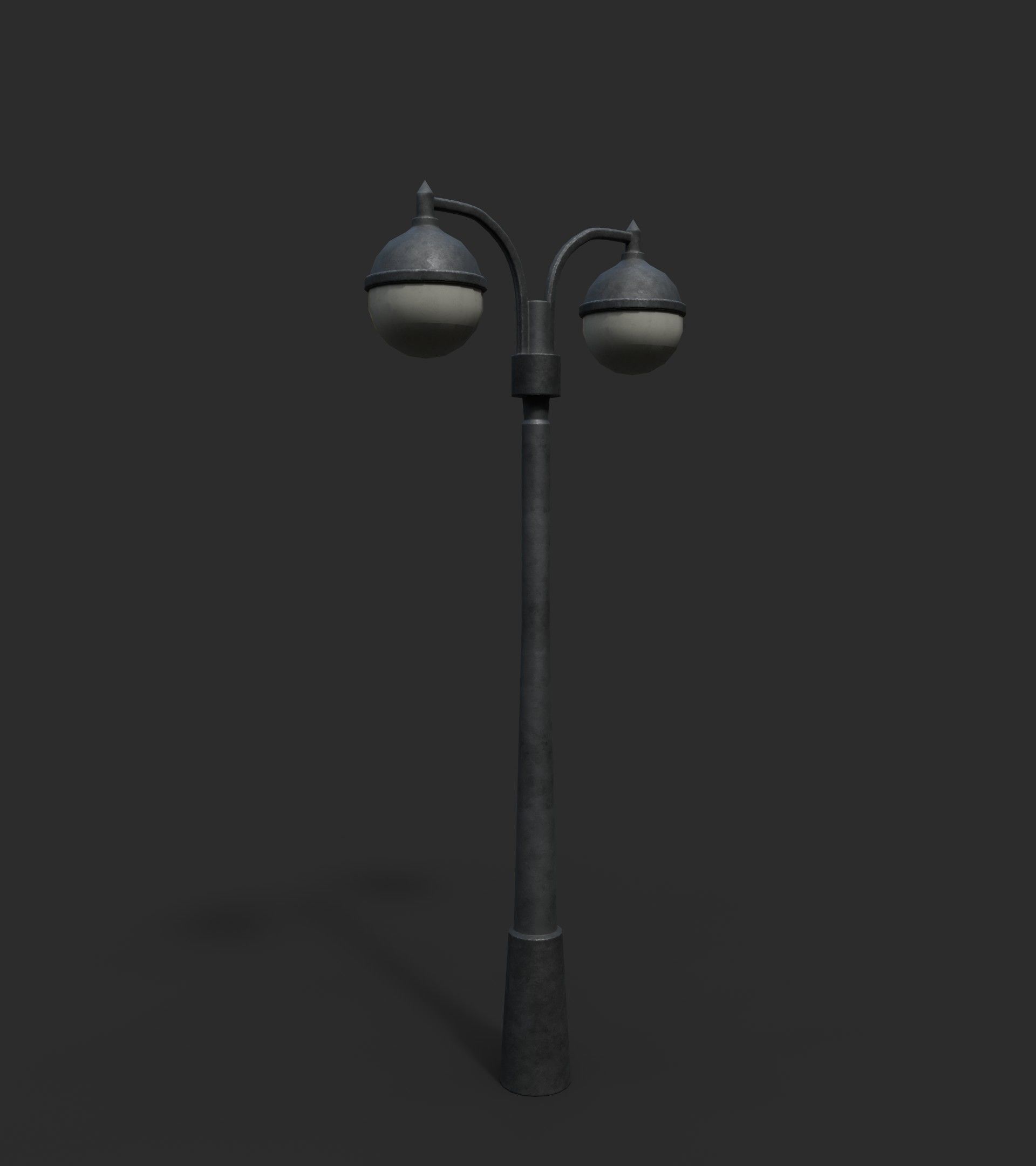 Double Lamp Post 2 Low-poly 3D model_1