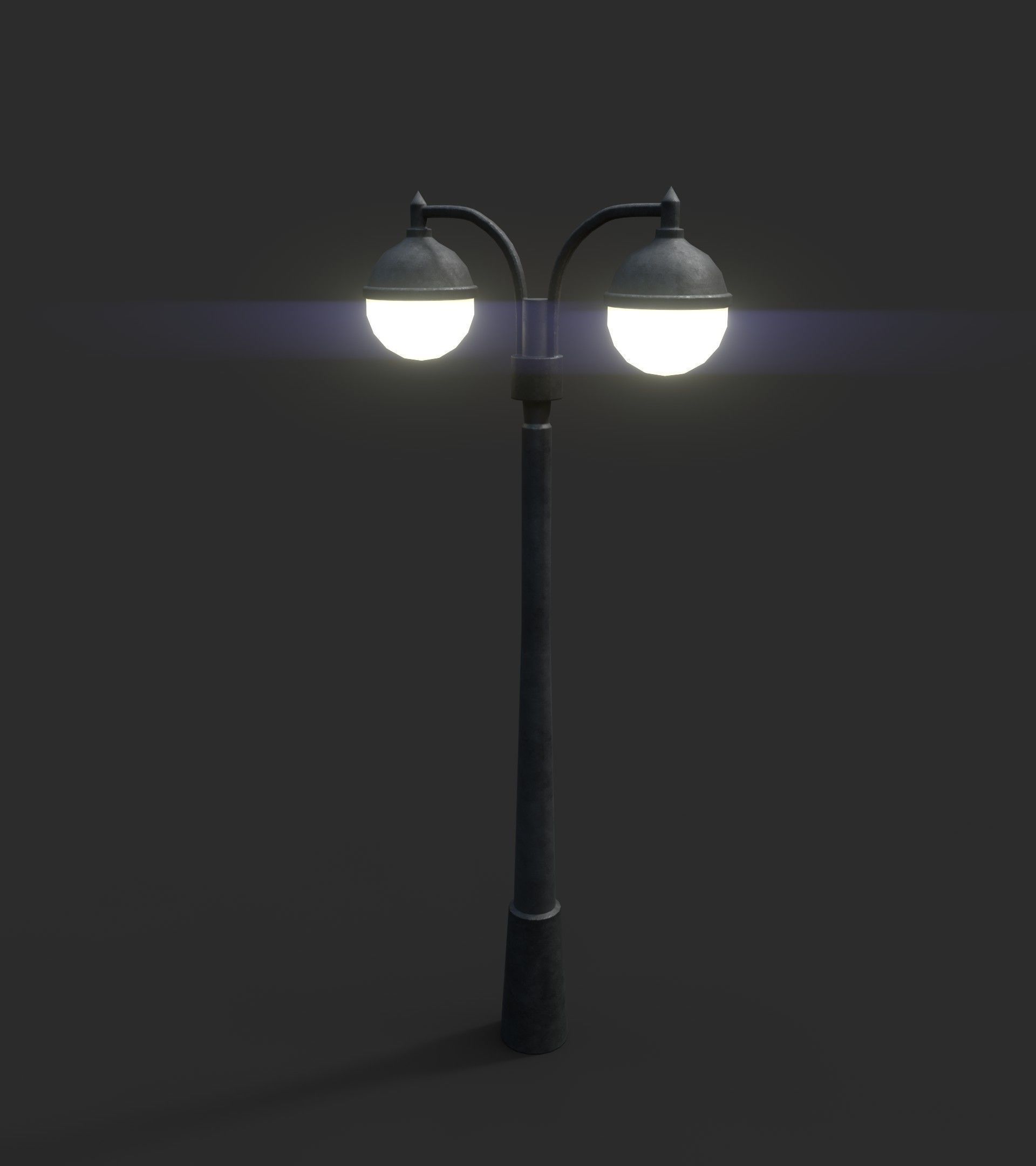 Double Lamp Post 2 Low-poly 3D model_2