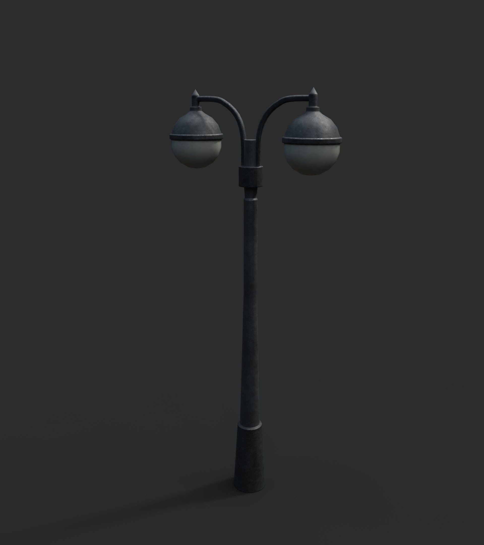 Double Lamp Post 2 Low-poly 3D model_3