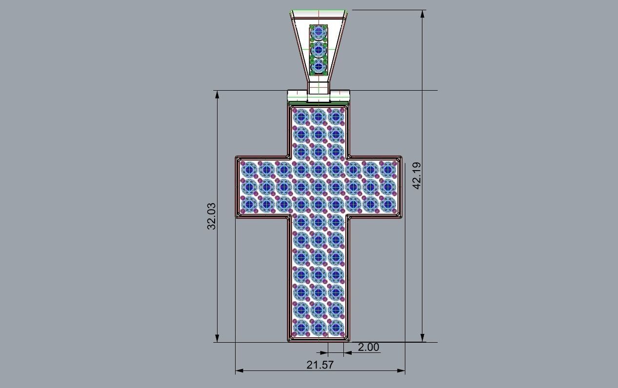 cross with diamonds 3D model_2