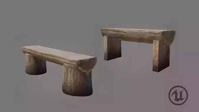 Ancient Log Benches Low-poly 3D model