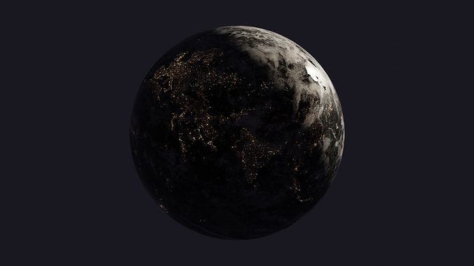 The Earth with lights 3D model