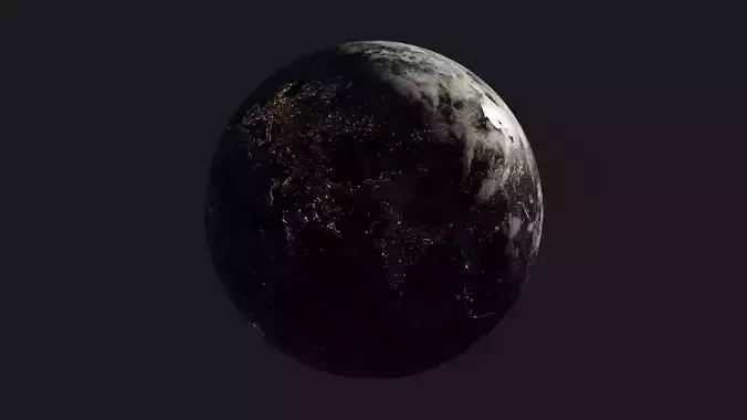 The Earth with lights 3D model