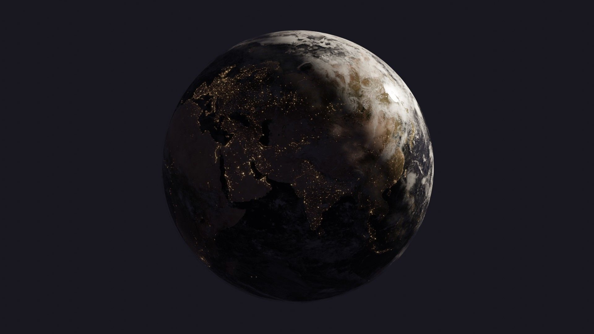 The Earth with lights 3D model_1