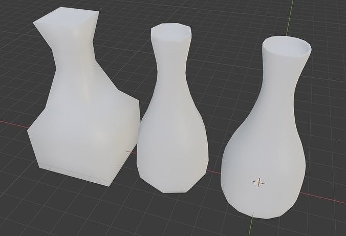 Mixture three vases Free low-poly 3D model