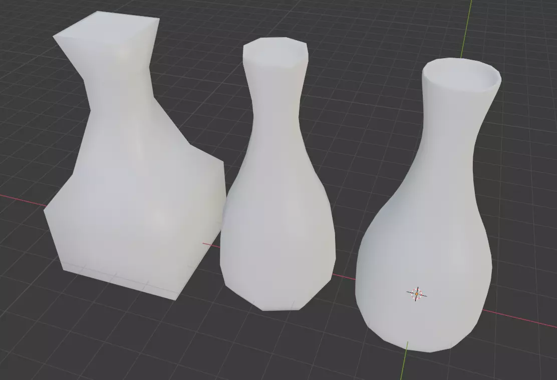 Mixture three vases Free low-poly 3D model_0
