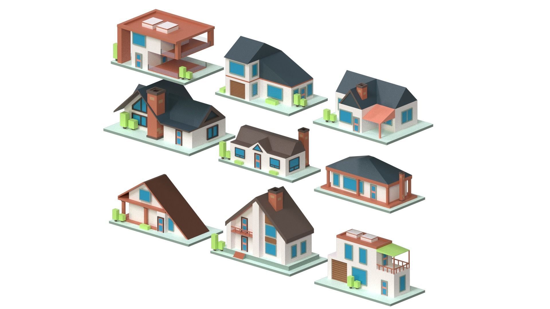 building cartoon Low-poly 3D model_2