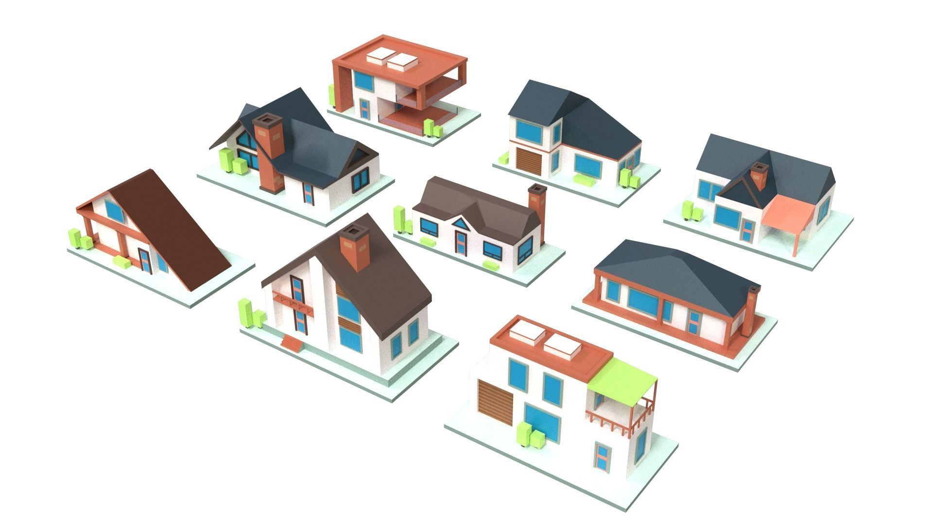 building cartoon Low-poly 3D model_1