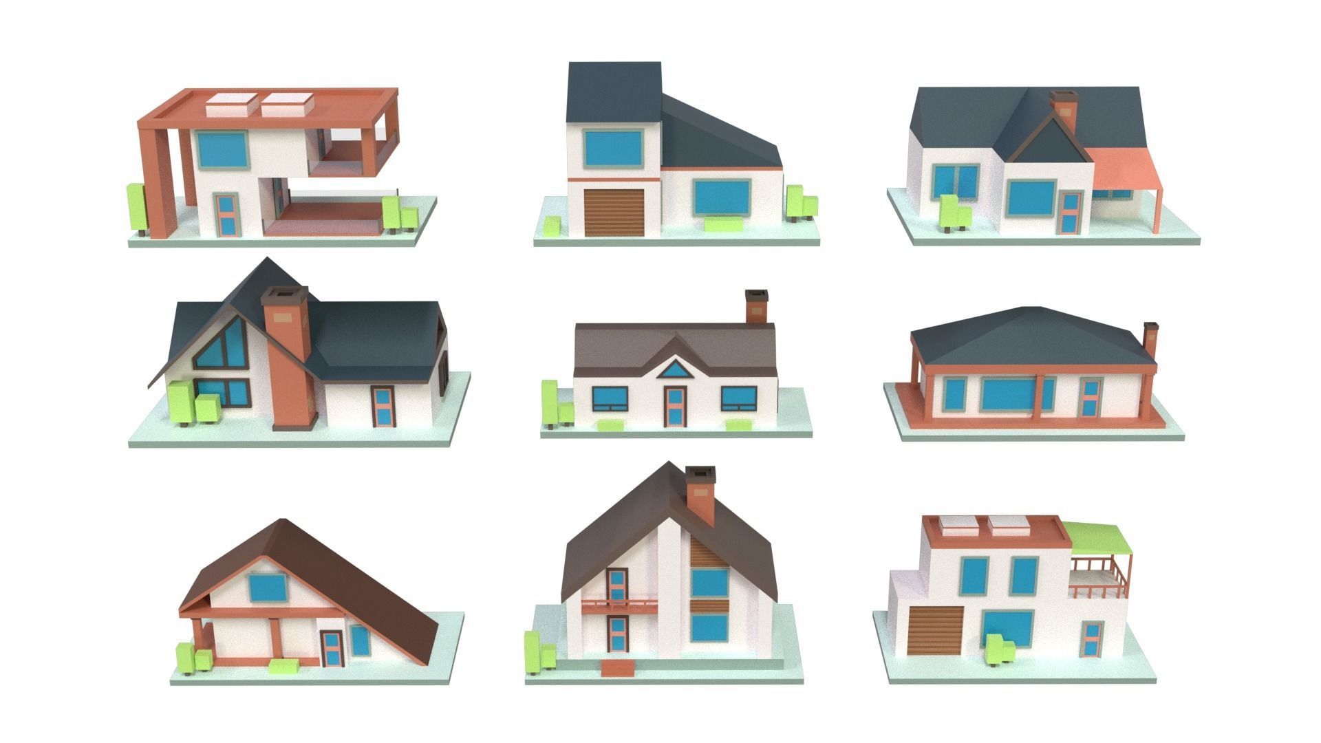 building cartoon Low-poly 3D model_3