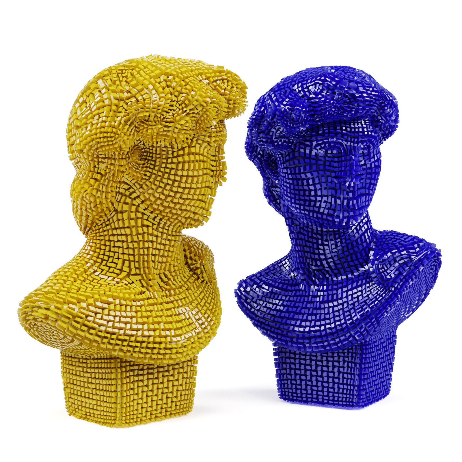 David Michelangelo bust patches 3D model_1