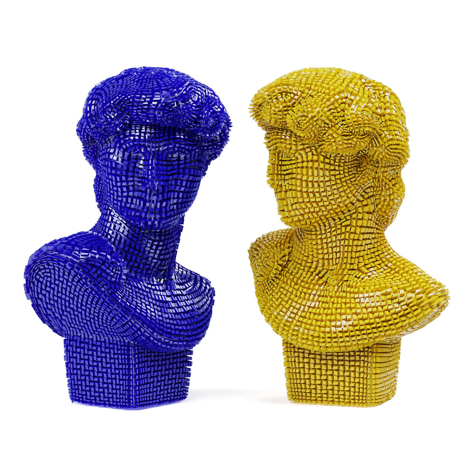 David Michelangelo bust patches 3D model_2