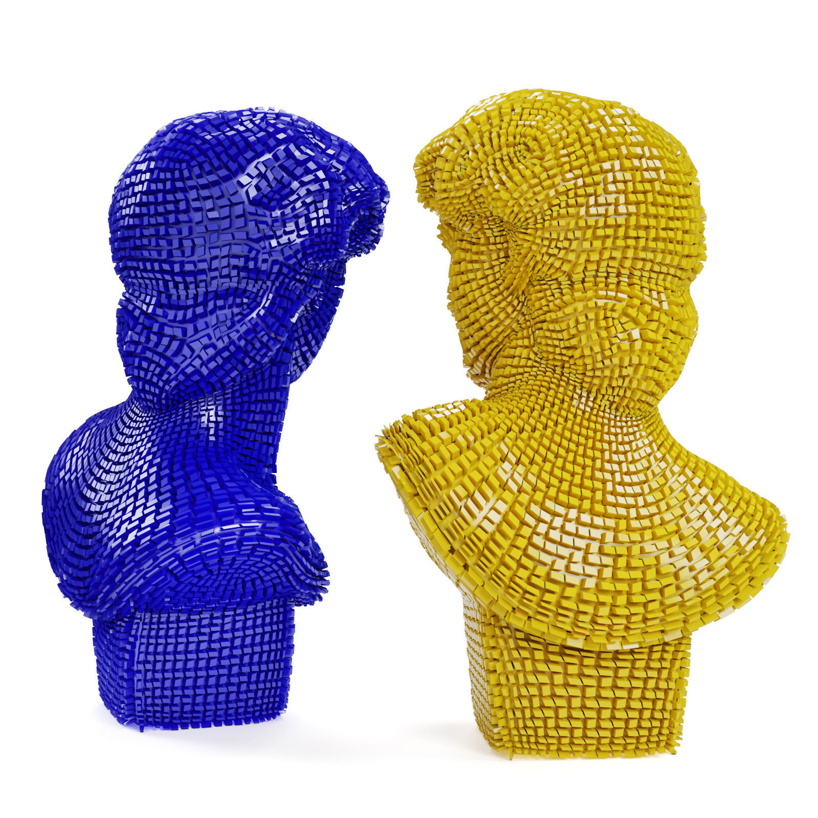 David Michelangelo bust patches 3D model_3